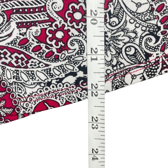 Liz Claiborne Career Burgundy Paisley Pleated 3/4 Sleeve Blouse Top Shirt Small - Picture 7 of 11